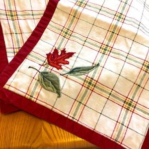 Autumn Cotton placemats w/ embroidered leaves six